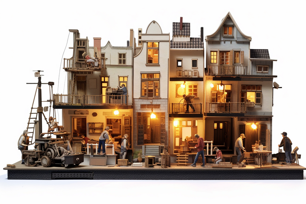 model van een filmset in amsterdam waarbij een bedrijfsfilm wordt gemaakt