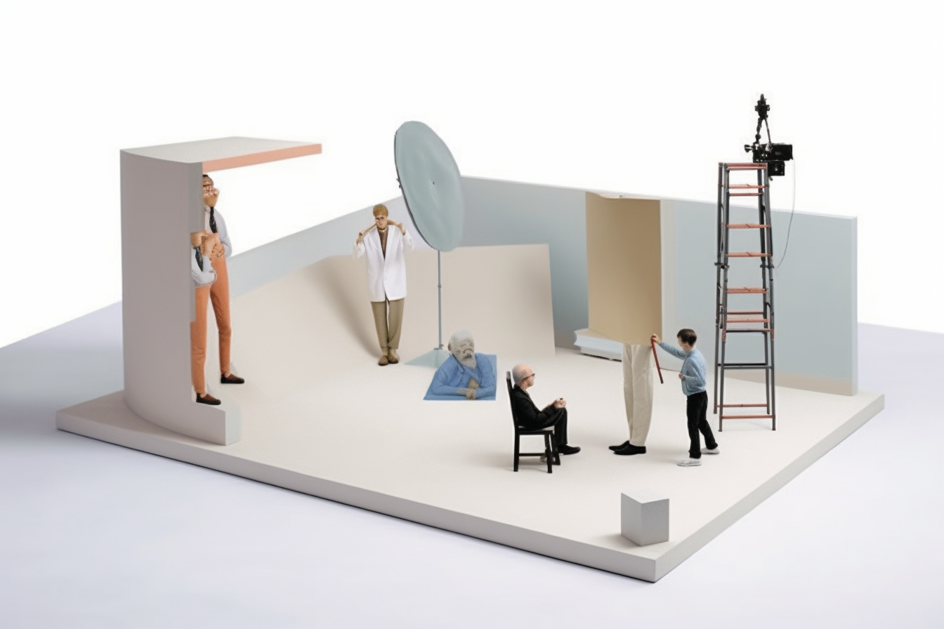 Filmset absurdistische model verbeelding.